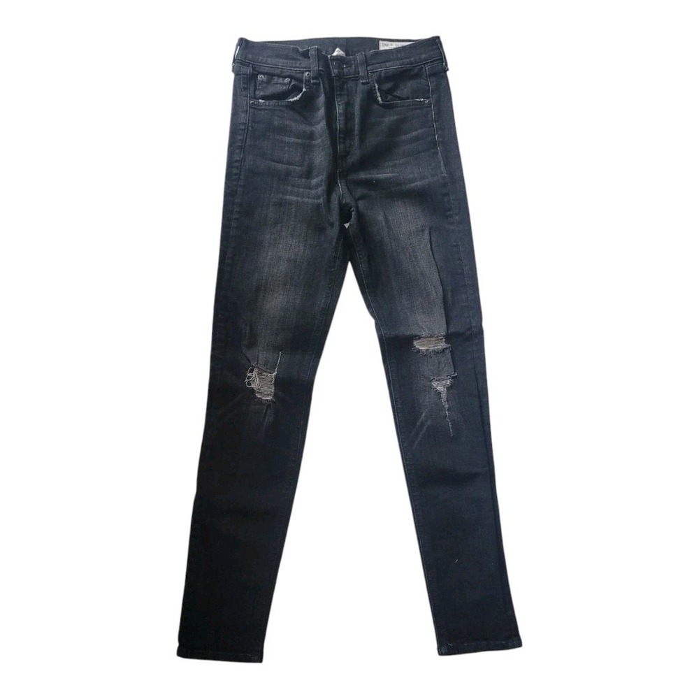 Rag & Bone Jeans Womens 27 Black High Rise Skinny 26" Inseam Straight Leg Denim
